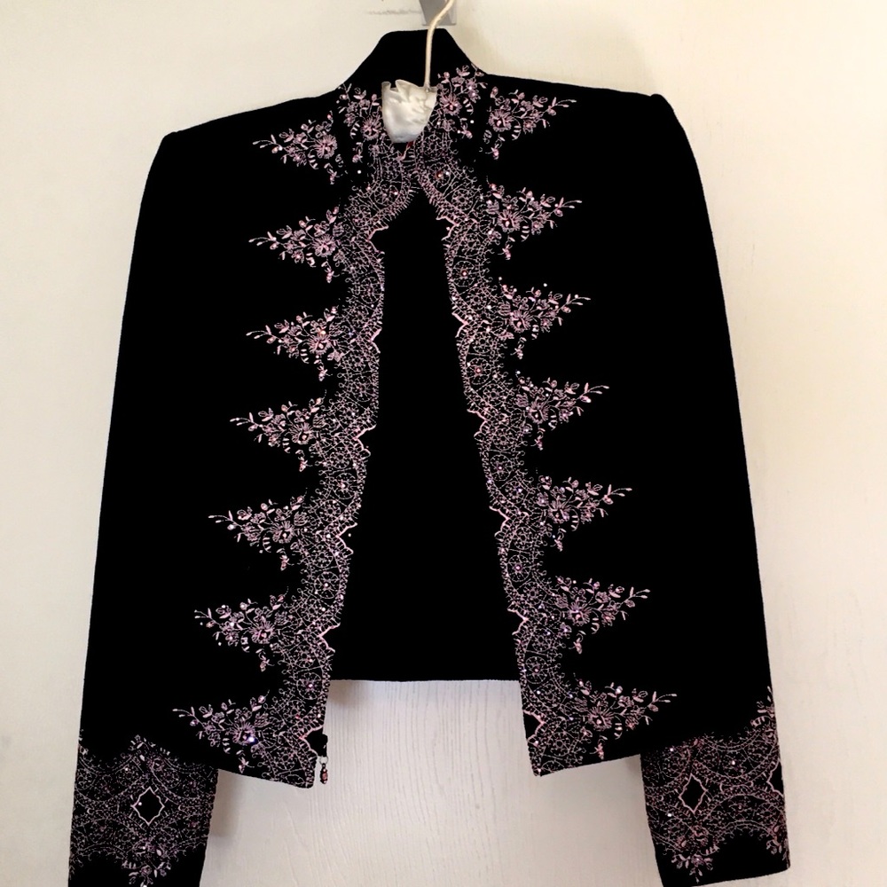 St. John Evening Jacket Black Pale Pink